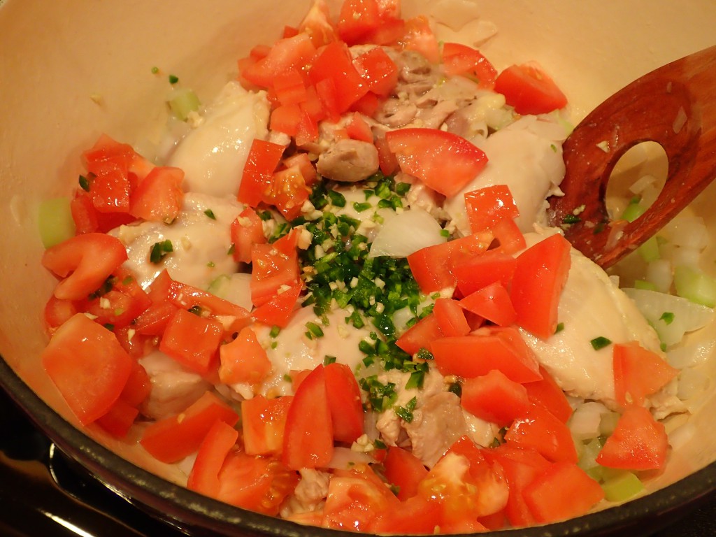 Add tomatoes, garlic and jalapeno
