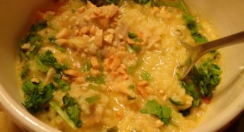 Chicken Coconut Soup with Couscous and Cilantro