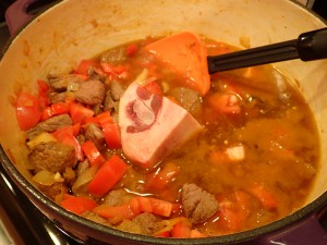 Pour in beef broth