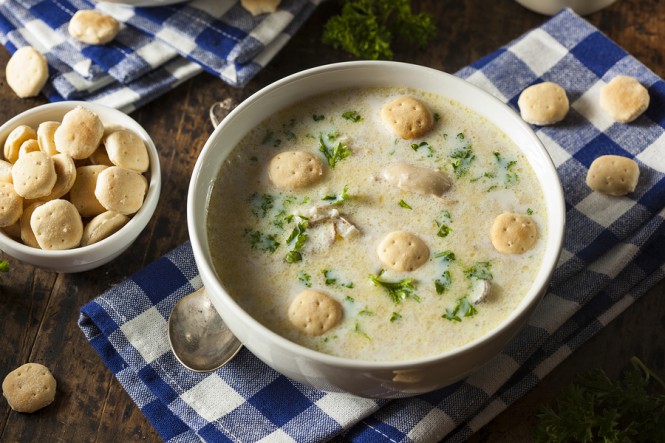 Oyster Soup with Parsley and Oyster Crackers