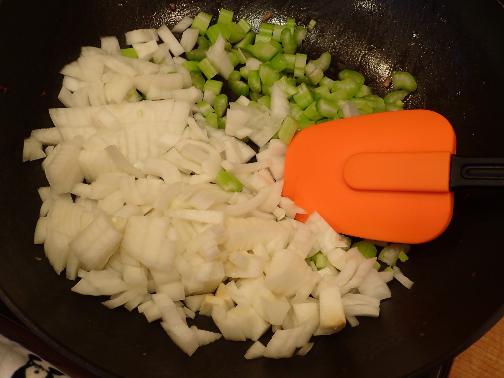 Cook onions and celery