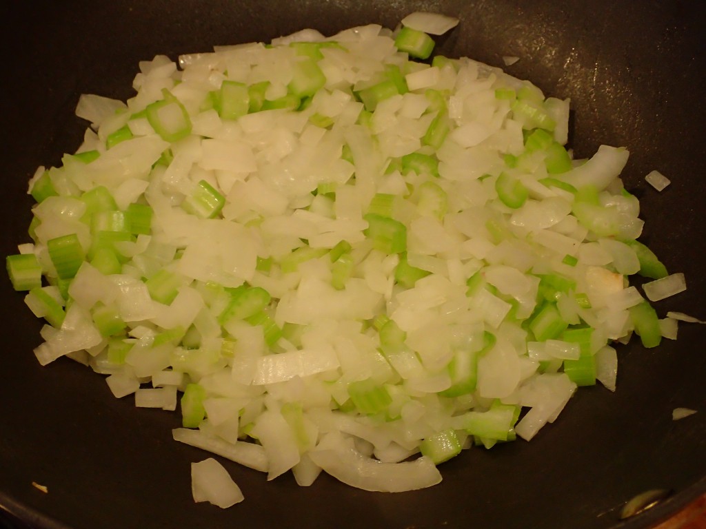 Cooked onions and celery