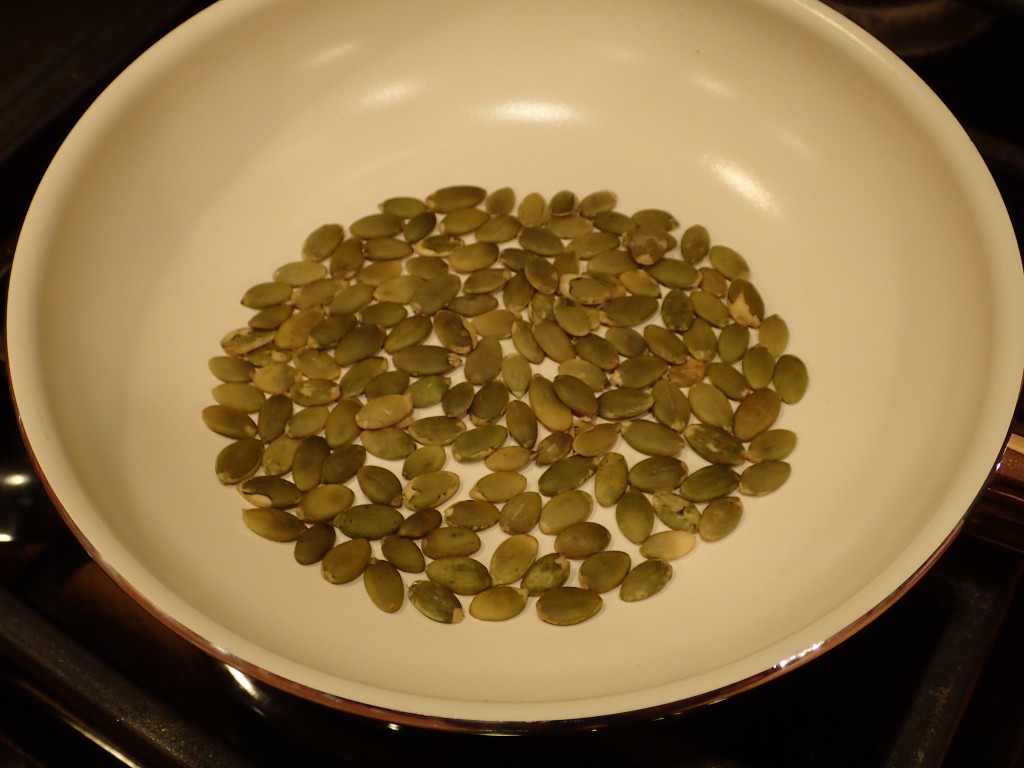 Add Pumpkin Seeds to Skillet