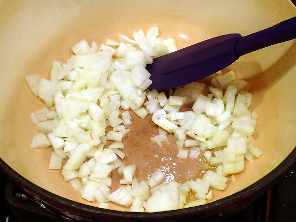 Cook onion in olive oil 5 minutes