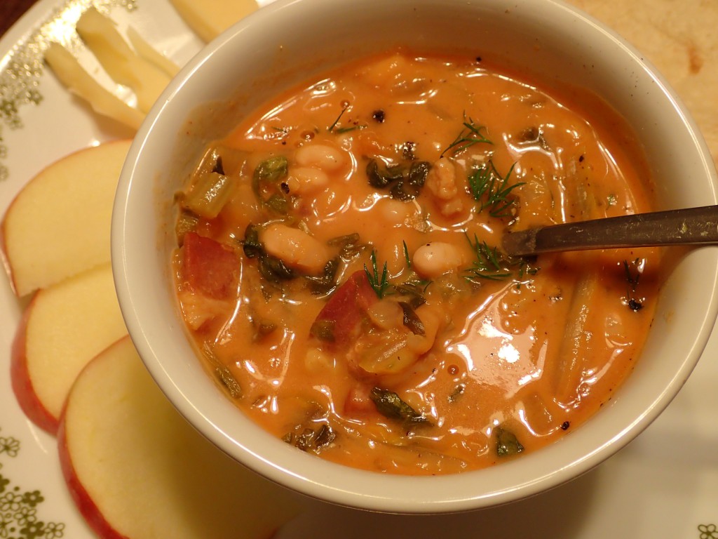 Serve Romanian Bean and Bacon Soup with Fresh Dill
