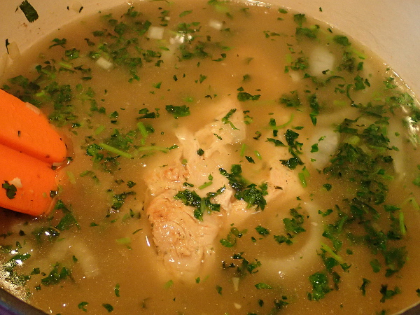 Pour in chicken broth