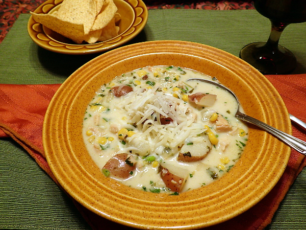 Chupe Criollo and Corn Chips