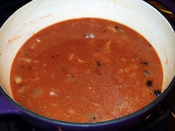 Pour in rest of chicken stock