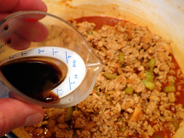 Pour in Worcestershire sauce