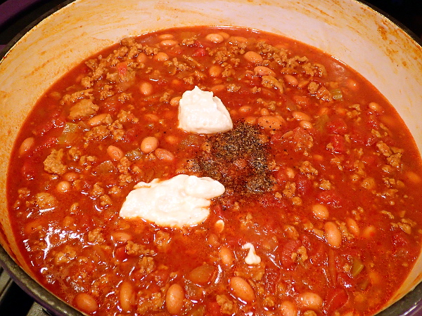 Stir in black pepper and horseradish