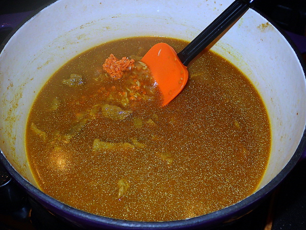 Pour in beef broth